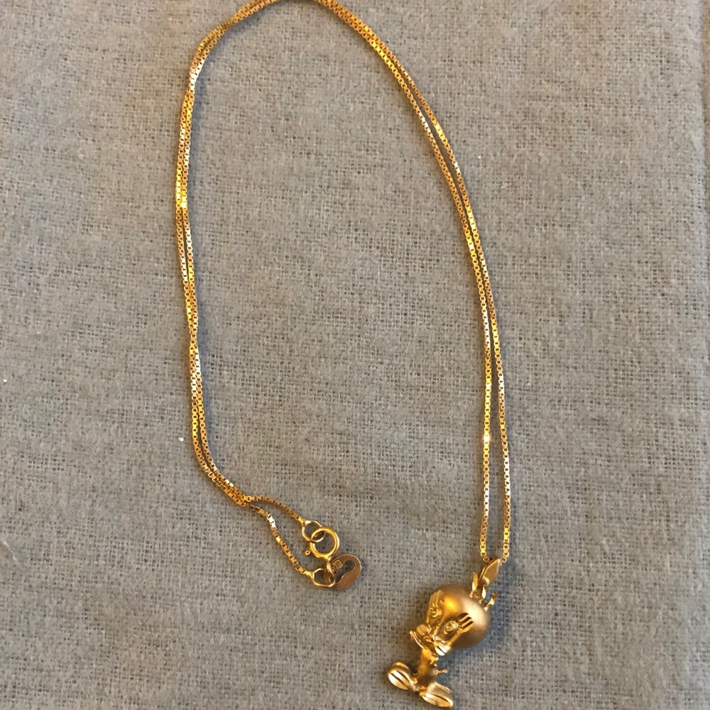 14k gold Tweety Bird necklace 16in chain